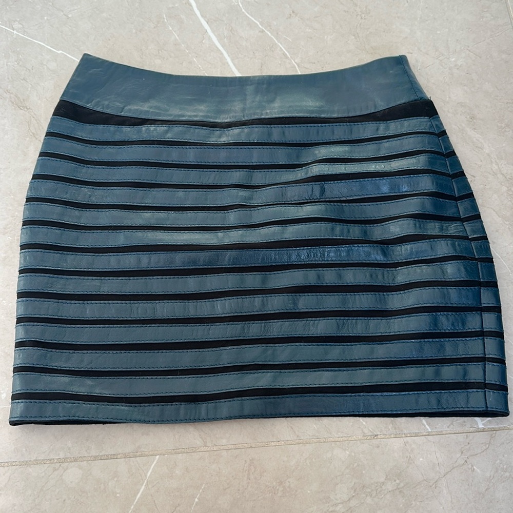 Genuine leather mini skirt